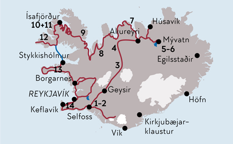 Karte zur Mietwagenrundreise Unentdecktes Island