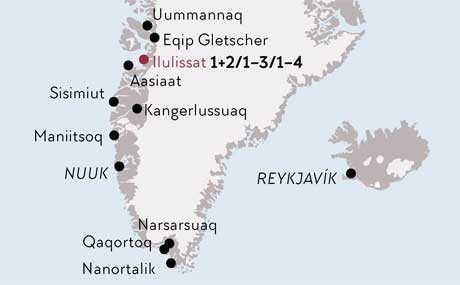 Karte zur Anschlussreise Abenteuer Grönland