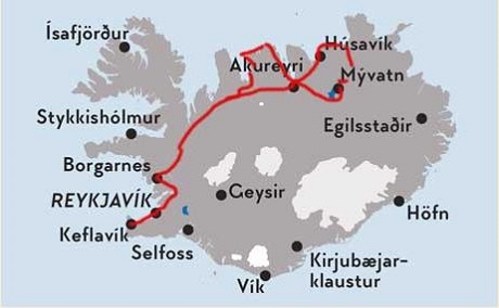 Karte Island mit 7 Sinnen erleben