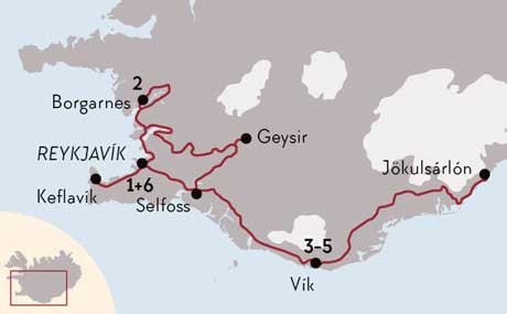 Karte Gruppenreise Insel aus Eis und Feuer