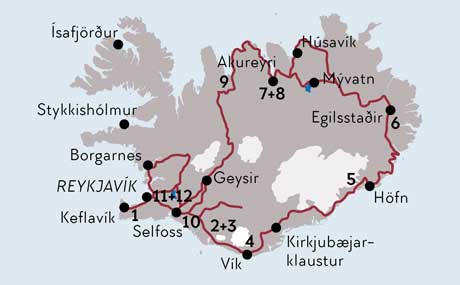 Karte Gruppenreise Wunder der Insel Island