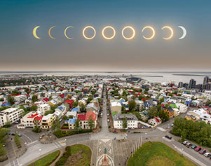 Reykjavik unter der Sonnenfinsternis © TTStudio Fotolia und Abed Ismail Unsplash