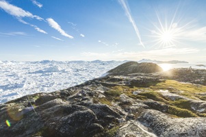 Blick über den Eisfjord bei Ilulissat in Grönland