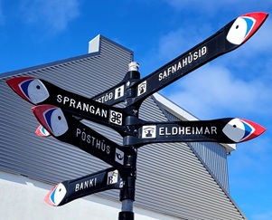 Schilder in Heimaey in Island