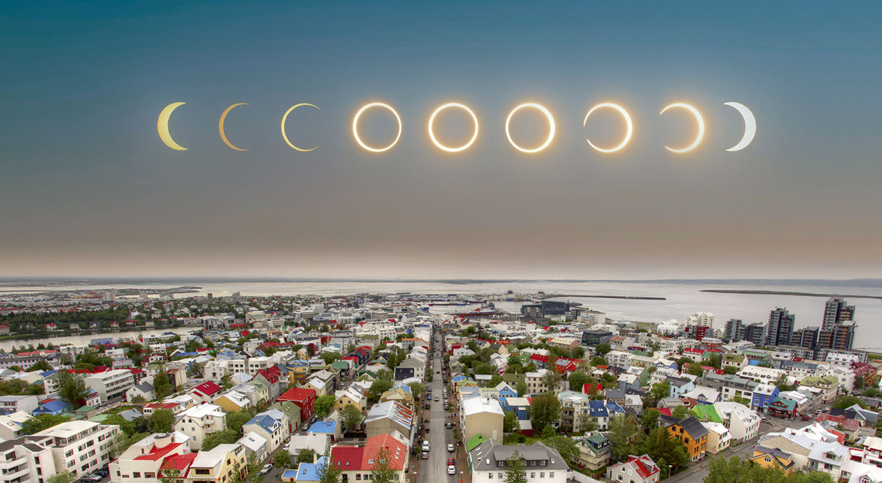 Reykjavik unter der Sonnenfinsternis (Fotocollage) © TTstudio Fotolia and Abed_Ismail unsplash